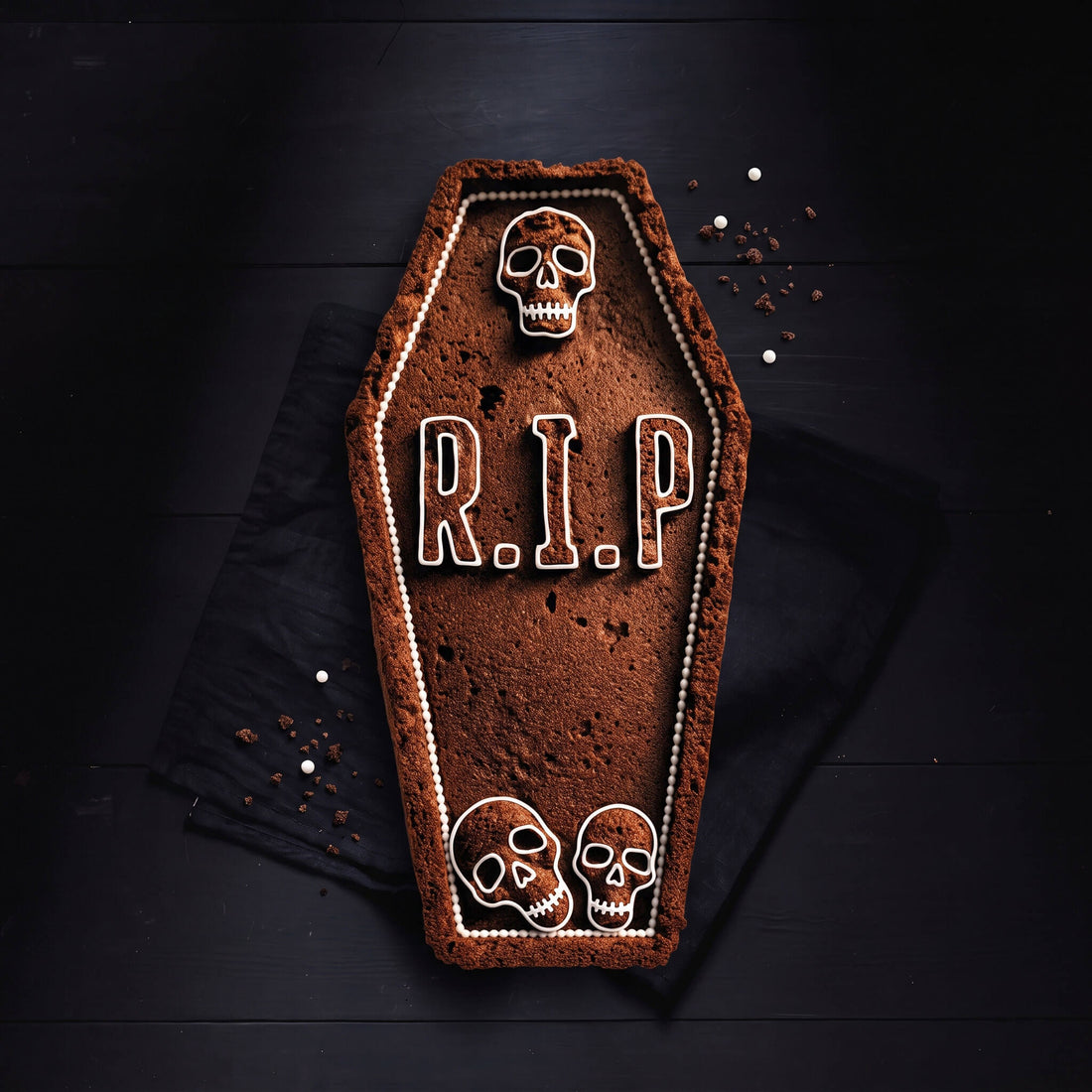 Dark Obsidian Cacao Coffin Cake